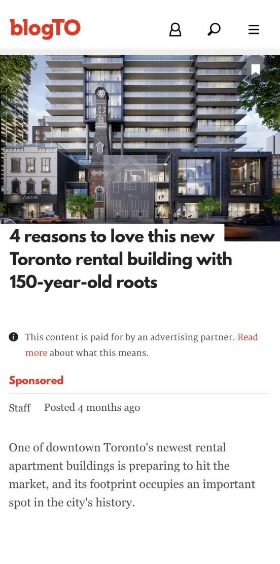 An example of branded content on blogTO