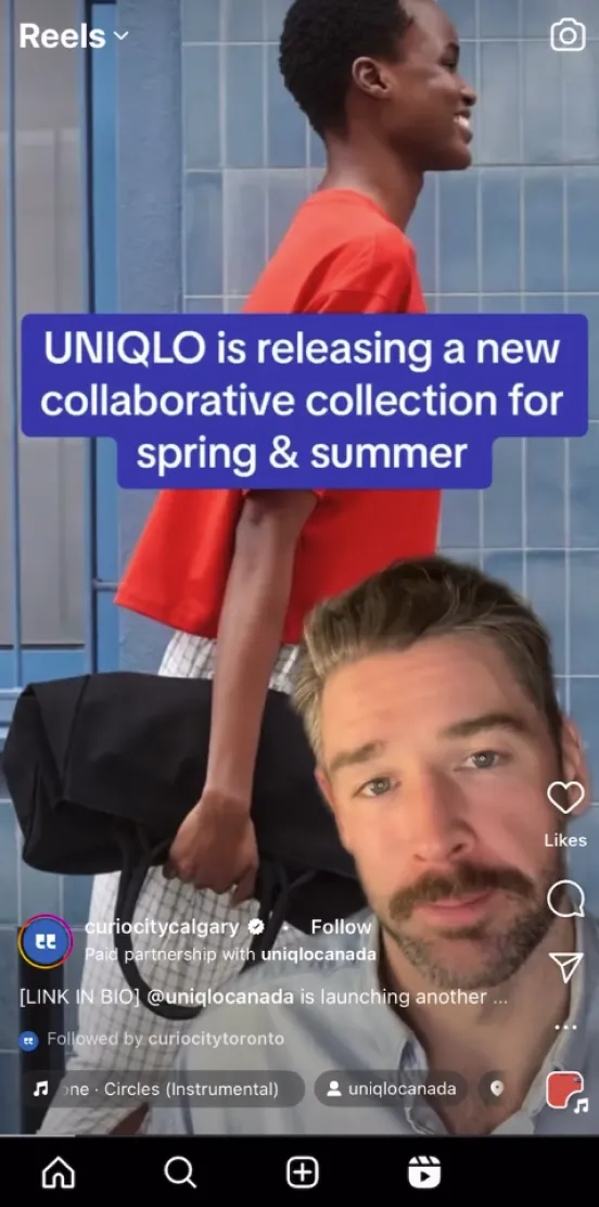 A Curiocity sponsored tiktok posting