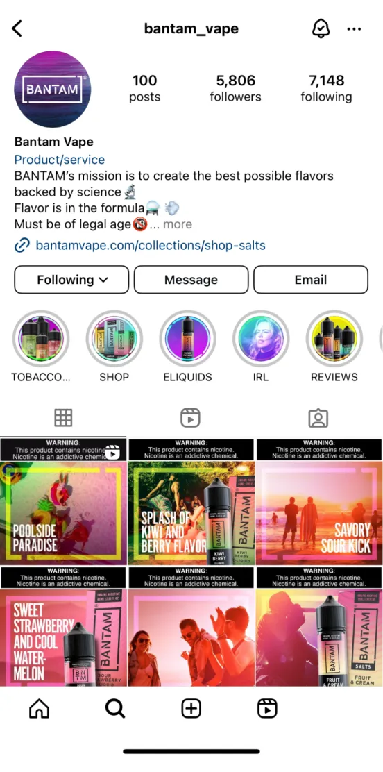 bantam_vape instagram page